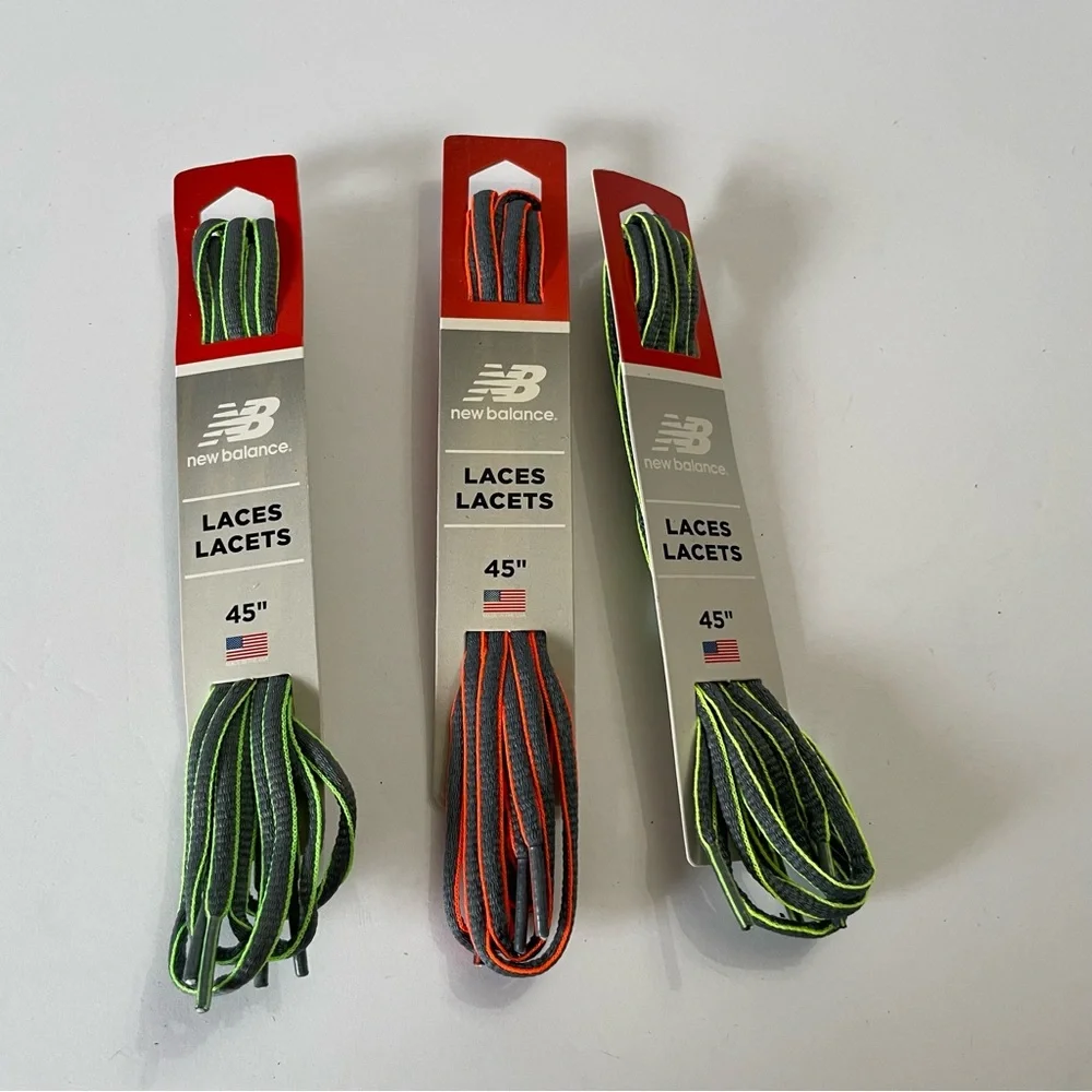 New Balance Gray/Neon Oval Laces 45” Bundle